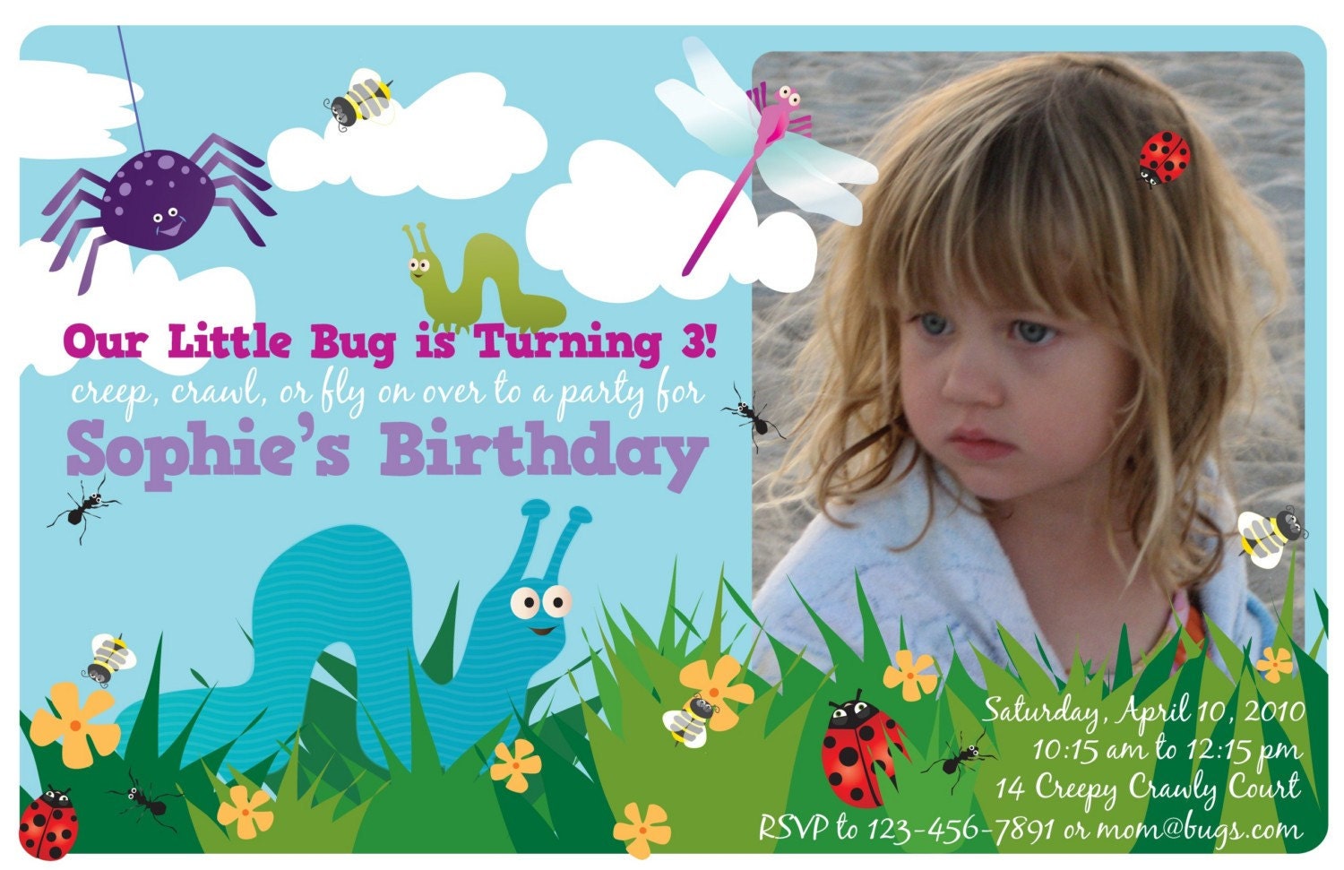 Buggy Birthday Bash Invite with Photo