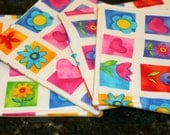 Quilted Coasters - Spring Time Flowers (set of 4)