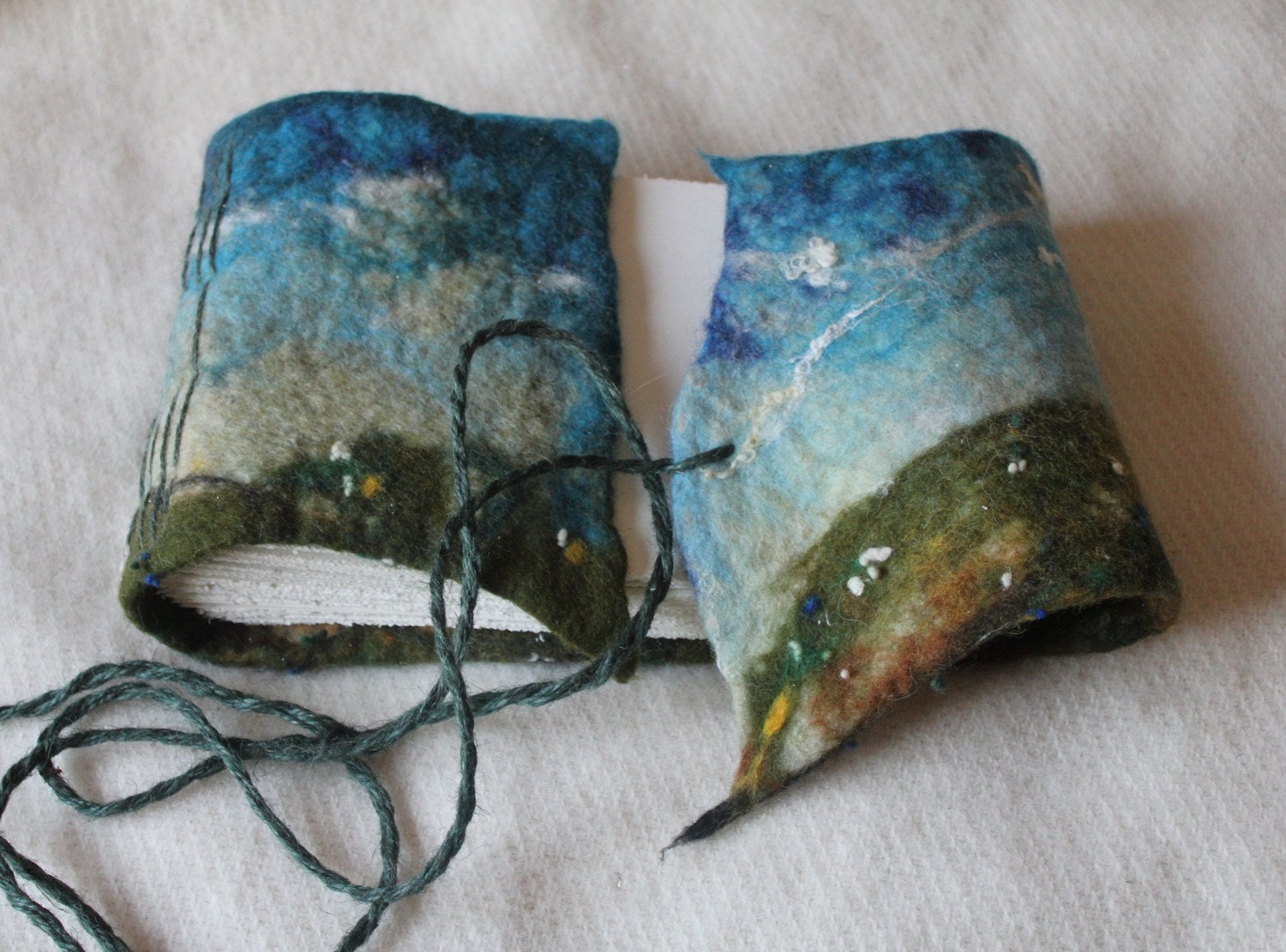 10 1/2 x 7 1/2 felted wool journal or album Summer meadow