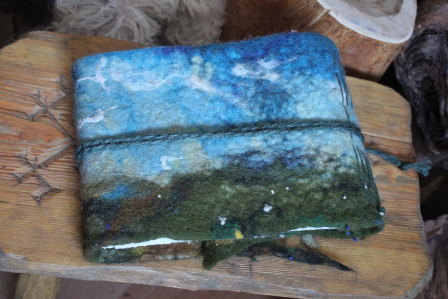 10 1/2 x 7 1/2 felted wool journal or album Summer meadow