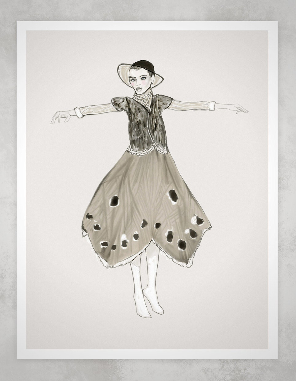 Butterfly Dress 8inX11in Art Print