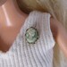 Green and Gold Cameo Brooch Pin Doll Jewelry Barbie Fashion Royalty Blythe Tonner