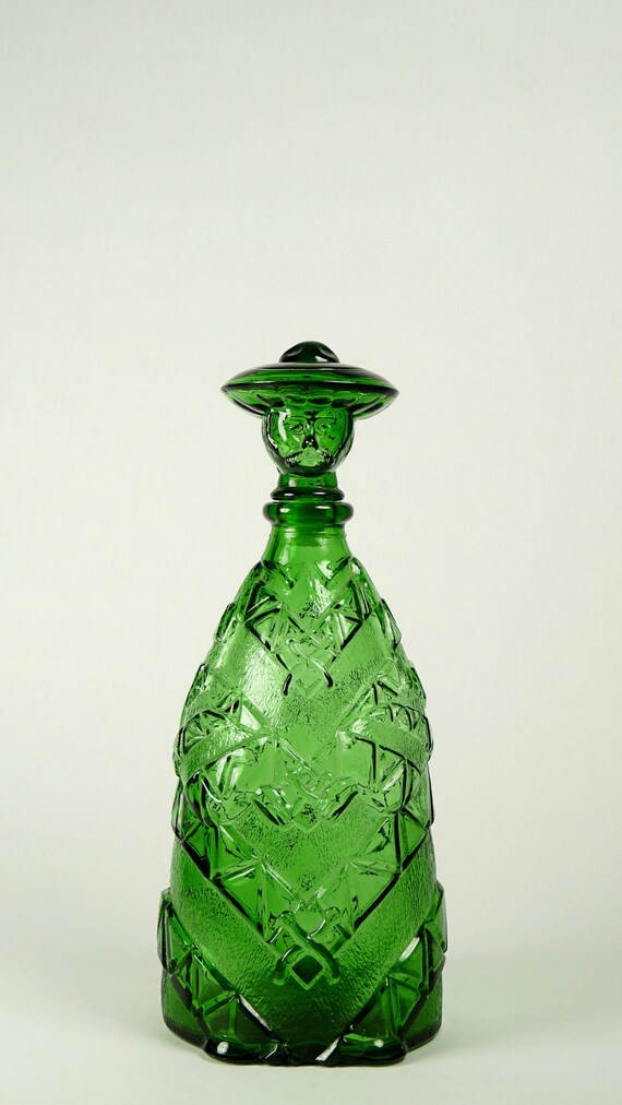 MidCentury Green Glass Decanter Made in Italy by modernspecific