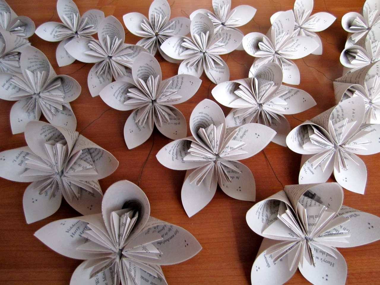 Harry Potter Wired Recycled Book Paper Flowers (20 Medium Size)