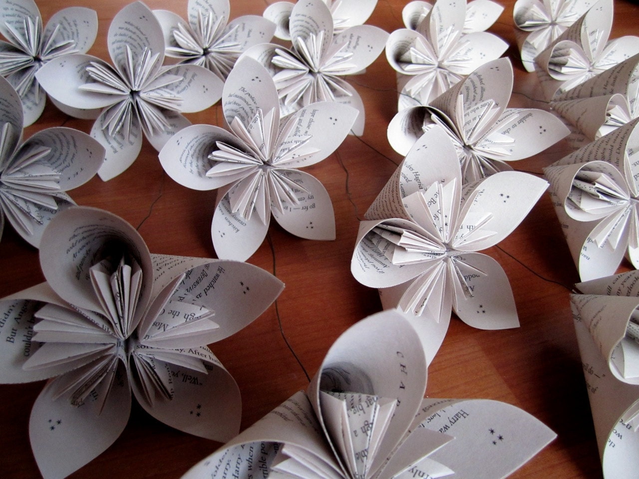 Harry Potter Wired Recycled Book Paper Flowers (20 Medium Size)