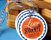 20 Personalized Circle Tags on White or Cream Cardstock . 2 inch . Any Stock Design or Your Own