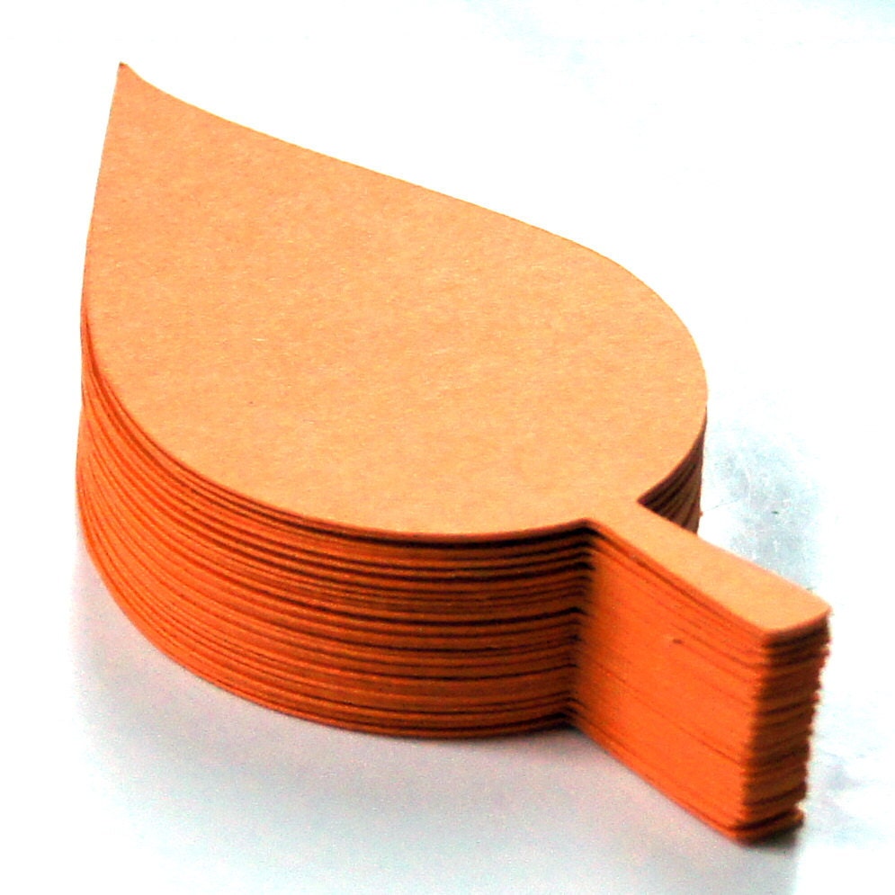 50 Leaf Escort Cards in Poppy Orange . Die Cut Leaves for Wishing Trees, Favor Tags, Place Cards or Gift Tags . Large (2x4