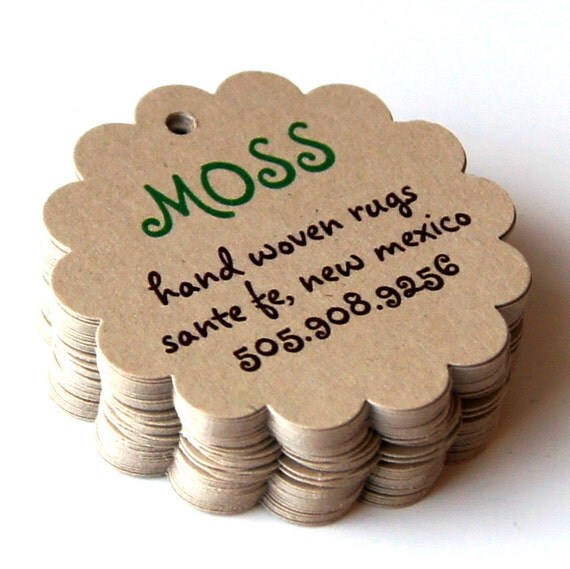 20 Personalized Round Scallop Tags, Labels or Favor Tags on Kraft . 2 ...