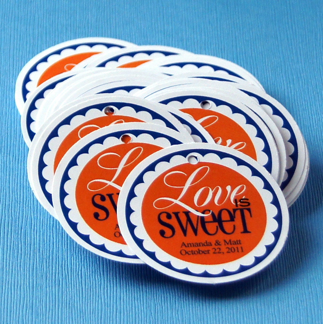 200 Personalized Circle Tags on White Cardstock . 2 inch . Any Stock Design or Your Own