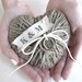Wedding Ring Bearer Pillow/Holder - REUSE as Christmas ornament /decor - HAND STAMPED initials, wedding decor - eco friendly