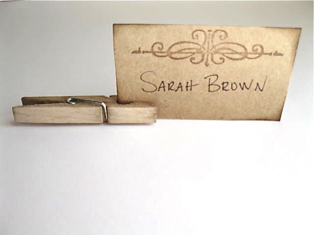 Place Cards - wedding place card, dinner party, entertaining - set of 12 clips and tags - Rustic & Chic