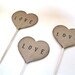 Cupcake Toppers - kraft heart LOVE cupcake picks - set of 12 - wedding decor, wedding cupcake, baby shower