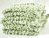 SALE - Hand Knit Cotton Wash Cloths in Green Twist - 3 pack - Ready to Ship