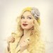 Yellow Gray Flower Slouchy Hat - MADE TO ORDER