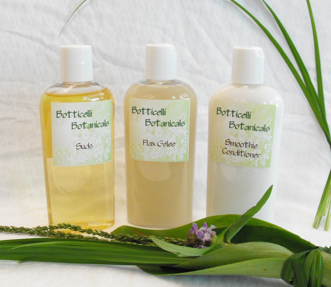 Botticelli Botanicals Flax Gelee Sample Pack - 4 oz each Suds, Smoothie, and Gelee