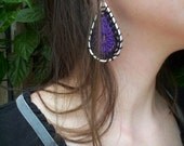 Crochet Drop EARRINGS - Black and Purple