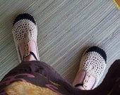 Mary Jane crochet SHOES - Tan & Beige - CUSTOM MADE