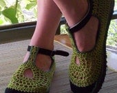 Mary Jane crochet SHOES - Apple Green - CUSTOM MADE -