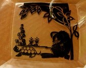 Vintage Aesop's Fables Glass Plates, Lunch Plates, Set of four