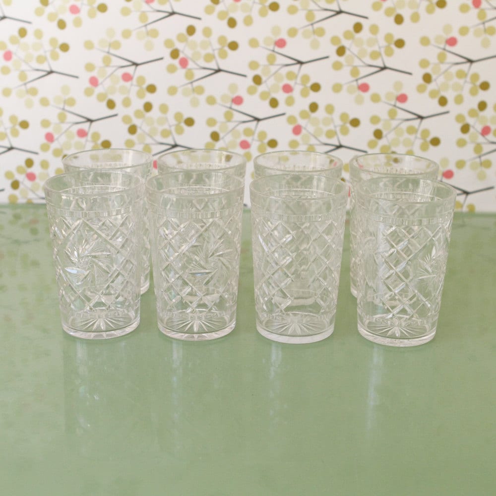 Vintage Clear Drinking Glasses Plastic Picnic By Bettyskitschen