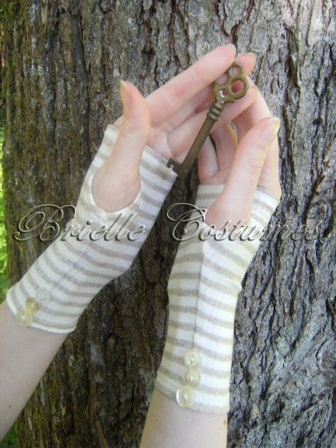 Alice Tea Party Inspired Striped Gloves Tim Burton Style Sz S