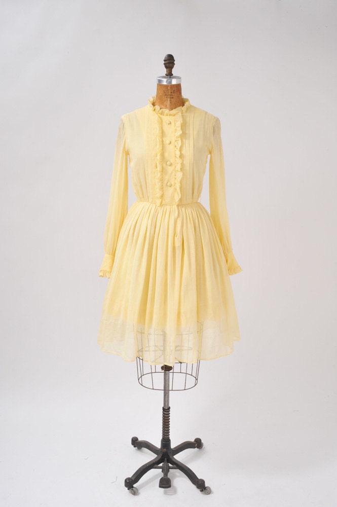 1960's Mr. Mort Yellow Gauze Dress - 60's Designer Dress