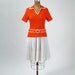 Vintage 1960s MOD Color Block Dress Orange & White Bright Chunky Belt