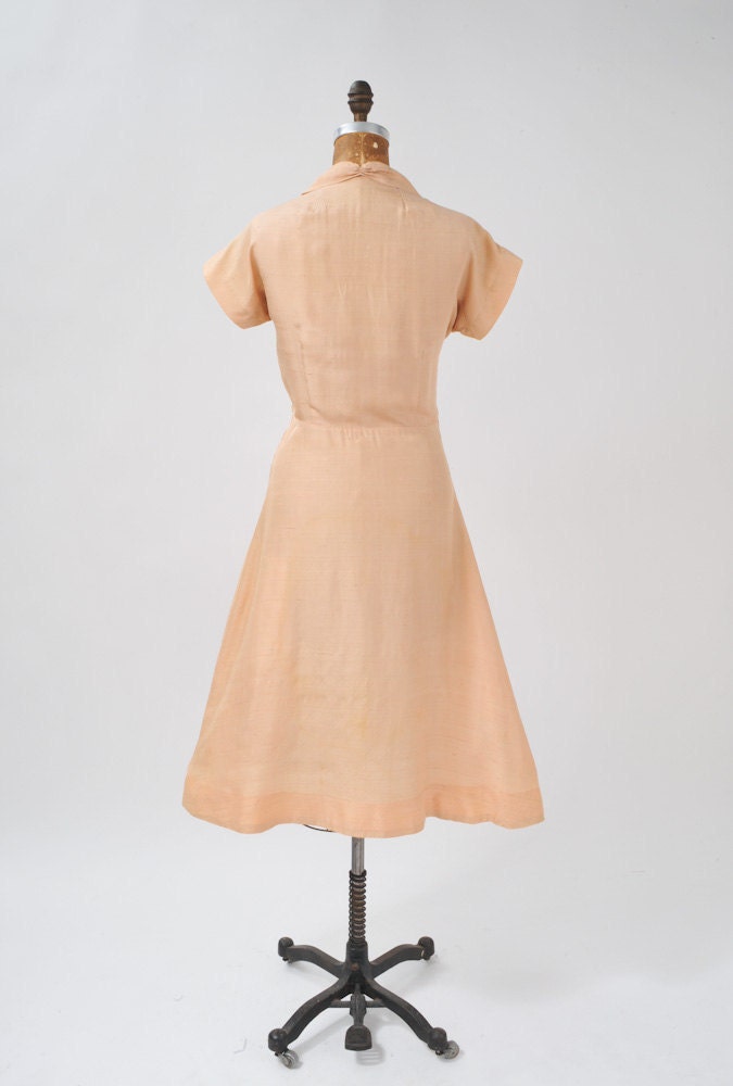 1930s Natural Raw Silk Dress