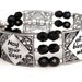 Inspirational words bracelet, antiqued silver and black Czech glass