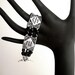 Inspirational words bracelet, antiqued silver and black Czech glass