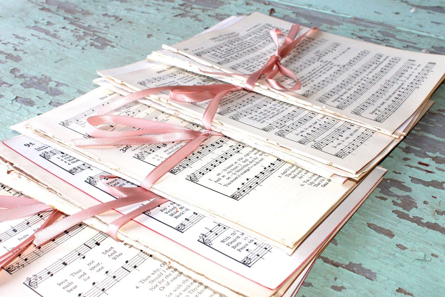 BUY 2 Get 1 FREE - Large lot of Vintage Gospel Music Hymnal Book Pages Paper for Collage, Mixed Media Art 25 Pieces