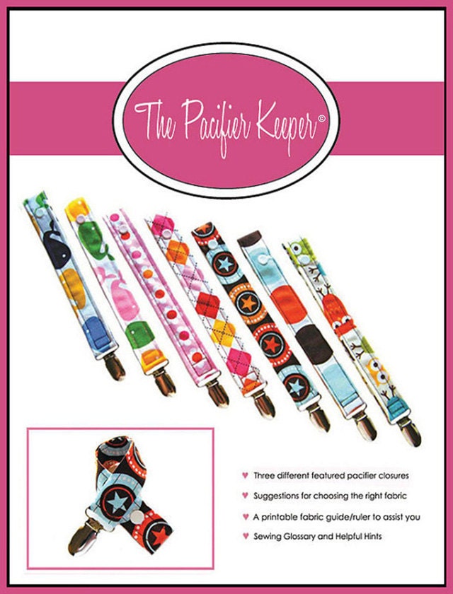 INSTANT Download -The Pacifier Keeper - PDF Sewing Pattern with BONUS Fabric Guide Ruler