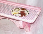 Pink Painted Shelf Gingerbread Party OOAK Childs Small Childrens Furniture  Upcycled Handpainted Wooden