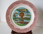 1957 Oklahoma State Plate Vintage Homer Laughlin China Will Rogers History Dated Commemorative Plates
