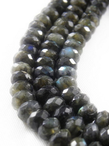 10 pc - AAA High Quality, Natural Labradorite, Faceted Rondelle Beads, 10x6mm