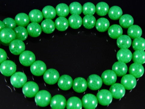 8mm Green Round Jade Beads, half strand