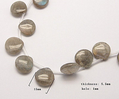 2 pc - AAA High Quality, Natural Labradorite, Smooth Drop Beads, 15x15x5.5mm