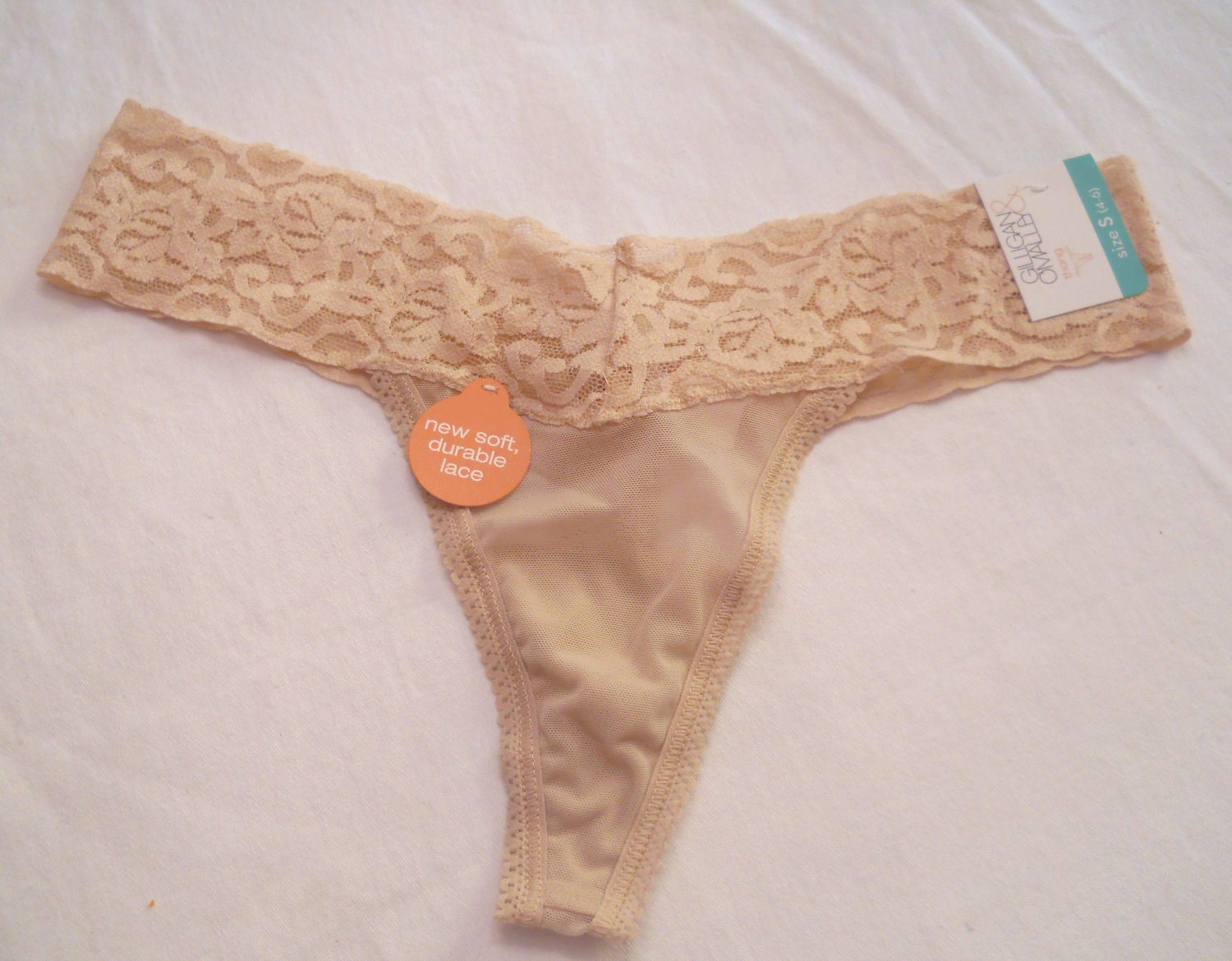 Personalized Bridal beige lace thong panties