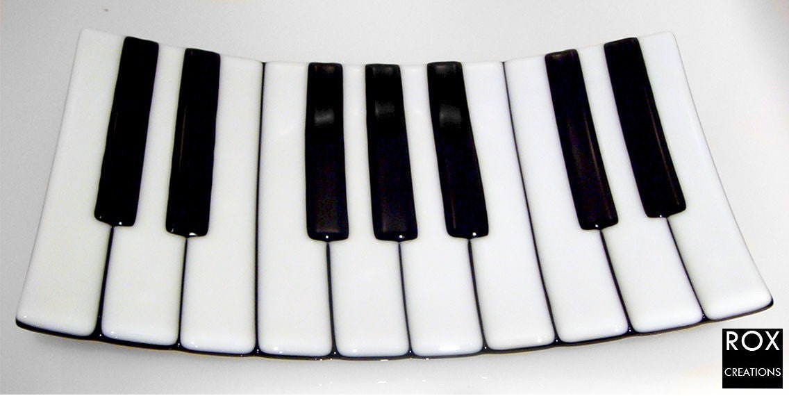 Piano Keys Fused Glass Plate