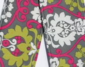 Camera Strap Cover- lens cap pocket and padding included- Grey Floral Scroll