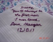 Father of bride gift/ weddings/bride to dad/wedding handkerchief/hand embroidered/wedding colors welcome