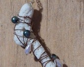 SALE-Wire and Pearl wrapped Coral Necklace