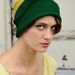 Green Cloche - vintage yellow detail- made to order
