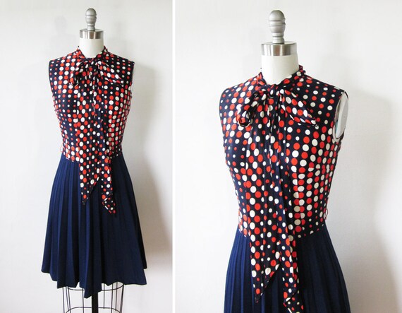 1960s mod dress / vintage 60s polka dot mini dress / Eve Carter mod scooter dress