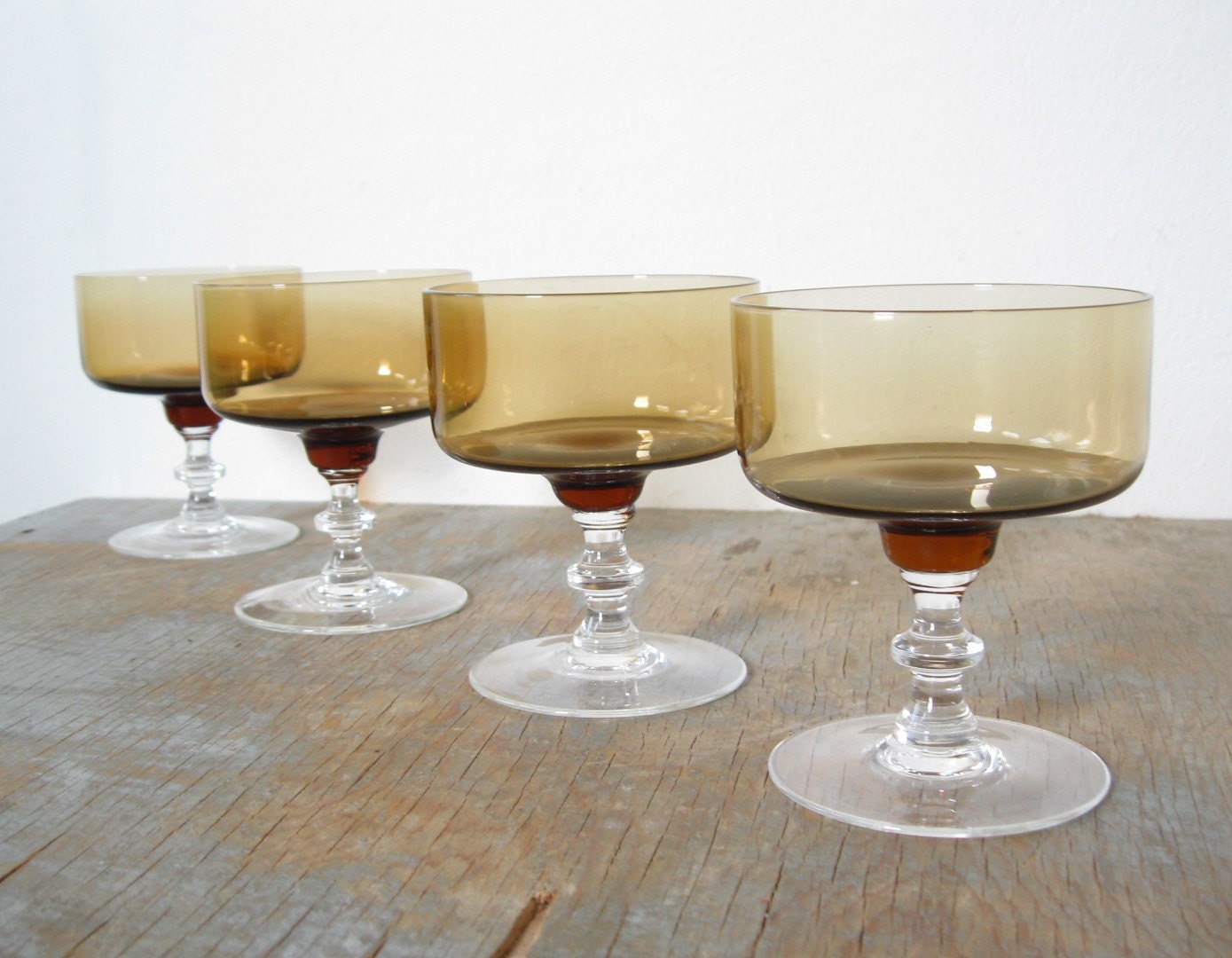vintage 60s cocktail glasses sepia champagne set of 4