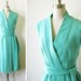 25% SUMMER SALE vintage 60s teal green wrap summer dress