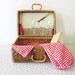 RESERVED until 5/29 vintage picnic basket / wicker picnic basket set