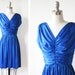 1970s blue disco dress / 70s sapphire blue mini party dress