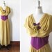 1930s dress / 30s gown / mustard yellow and purple dress