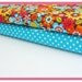 Fabric Duo Timeless Treasures Owl Floral in Brown and Michael Miller Teal Dumb Dots 2 yards